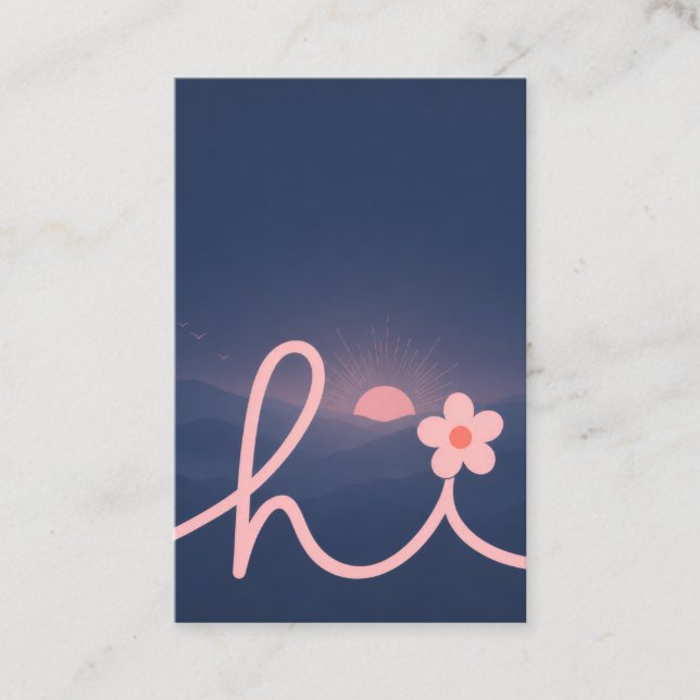 "hej" Script Mountain Sunset Design Visitkort (Framsida)