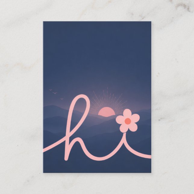 "hej" Script Mountain Sunset Design Visitkort (Framsida)