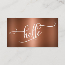 Hej Script Typografi Över Slät Falsk Koppar Visitkort