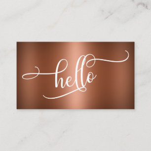 Hej Script Typografi Över Slät Falsk Koppar Visitkort