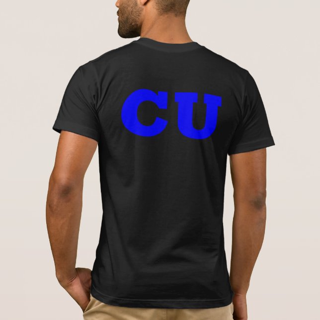 Hej, se You Anpassningsbar Typography Bright Blue  T Shirt (Baksida)