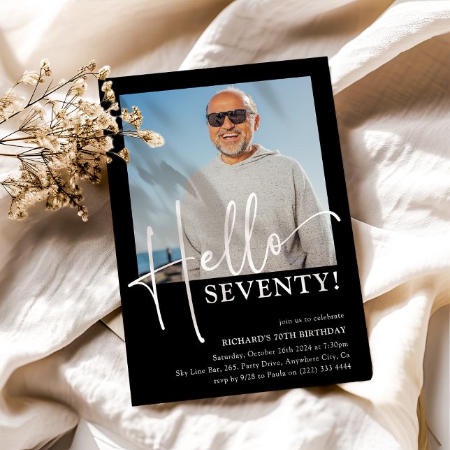 Hej SEVENTY! Minimal 70:e Födelsedagsfesten Inbjudningar (Skapare uppladdad)