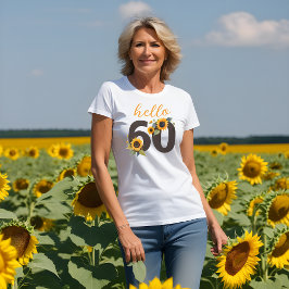 Hej sextio kvinnor med solblommor t shirt