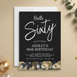 Hej Sextio Modern Script 60-årsdag Inbjudningar