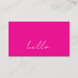 Hej Shock rosa White Script Typography Modern Visitkort