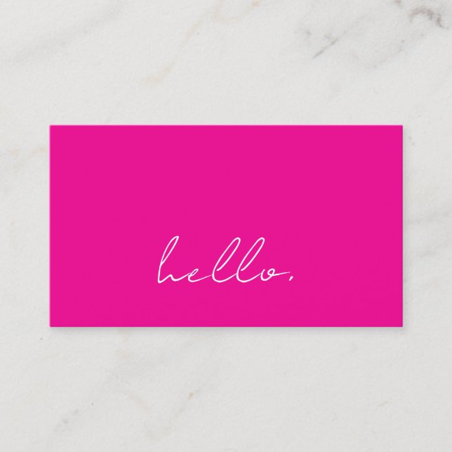 Hej Shock rosa White Script Typography Modern Visitkort (Framsida)