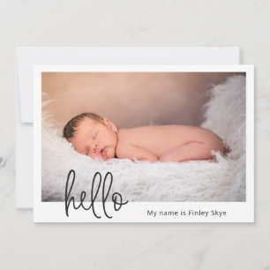 Hej Simple Baby Photo Modern Birth Meddelande