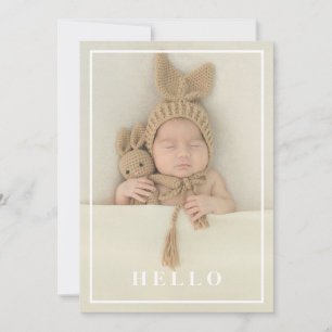 Hej Simple Modern Baby Photo Birth Meddelande