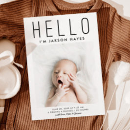 HEJ Simple Modern Photo Birth Meddelande