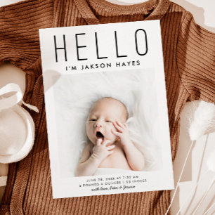 HEJ Simple Modern Photo Birth Meddelande
