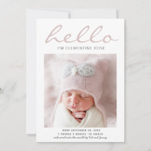 Hej Simple Modern Photo Birth Notice Meddelande