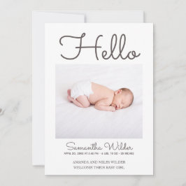 Hej Simple Modern Photo Birth Notice Meddelande