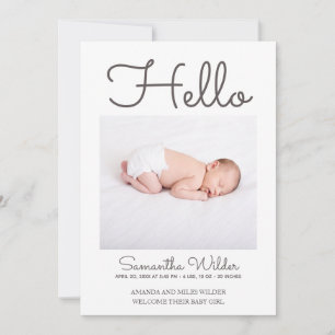 Hej Simple Modern Photo Birth Notice Meddelande