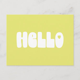 Hej Simple Retro Typography Hälsning i Gult Vykort