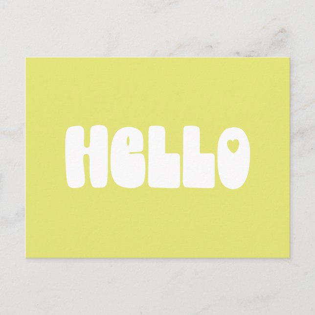 Hej Simple Retro Typography Hälsning i Gult Vykort (Framsida)
