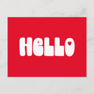 Hej Simple Retro Typography Hälsning in Red Vykort