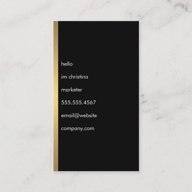 Hej Simple Text Faux Metallic Guld Trim Visitkort (Framsida)