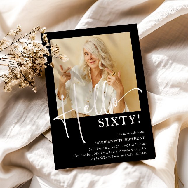 Hej SIXTY! Minimal 60-årsfest Inbjudningar (Skapare uppladdad)