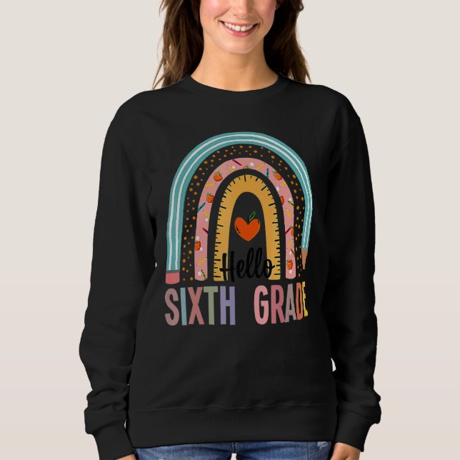 Hej sjätte Klass Boho Rainbow Teacher tillbaka til T Shirt (Framsida)