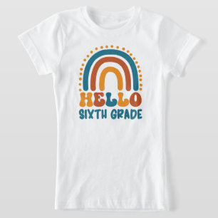 Hej sjätte regnbågregatet Klass Retro stil T Shirt