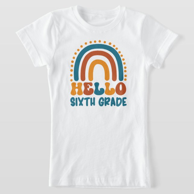 Hej sjätte regnbågregatet Klass Retro stil T Shirt (Laydown)