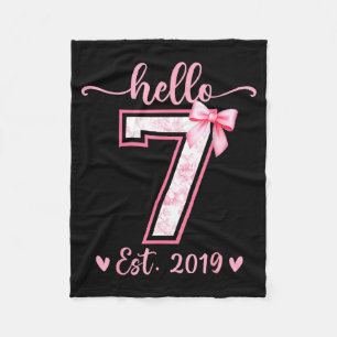 Hej sju est 2019 7-års födelsedagsflicka coquette  fleecefilt