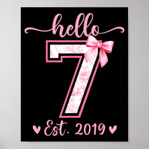 Hej sju est 2019 7-års födelsedagsflicka coquette poster