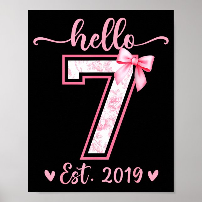 Hej sju est 2019 7-års födelsedagsflicka coquette  poster (Framsidan)