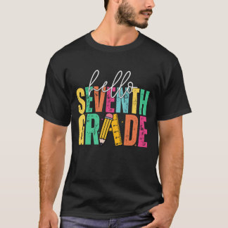 Hej sjunde klass lärare elev 7:e klass tillbaka t shirt