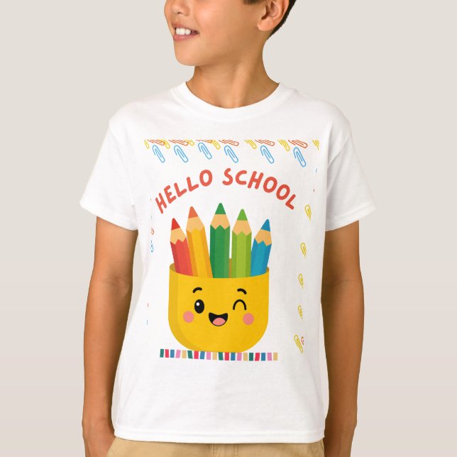 Hej Skola: Färgstark Lärande resa.  T Shirt (Framsida)