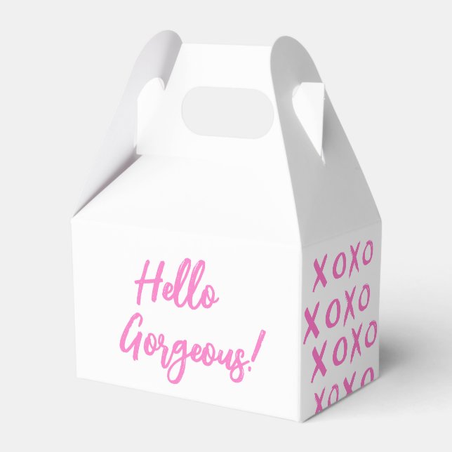 Hej Skönhet! XOXO magenta rosa vit Presentaskar (Framsidan Sidan)