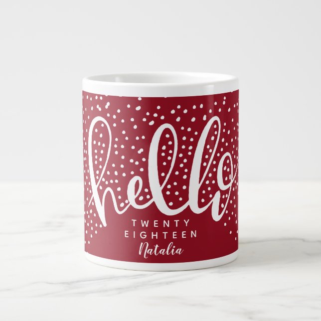 Hej snö julklapp helgdag mugg jumbo mugg (Framsidan)