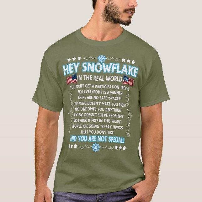 Hej Snowflake, den riktiga världen, roligt veteran T Shirt (Framsida)