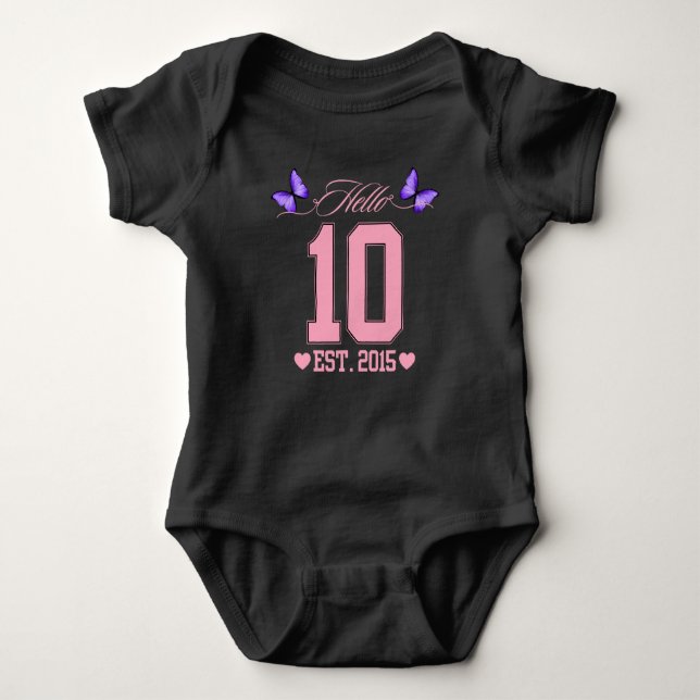 Hej Snygga Flickan Tio Siffror på 10-årsdagen T Shirt (Framsida)