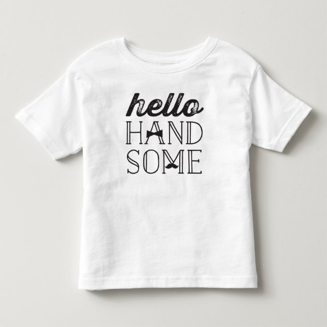Hej snygging - Mustasch & Fluga Lille Man Pojke Tee Shirt (Framsida)