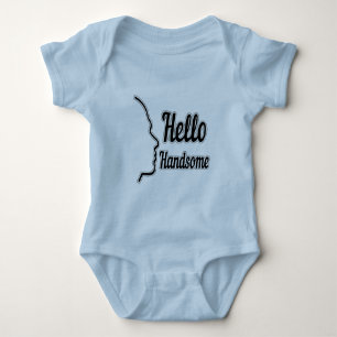 Hej snyggt ansiktsprofilkontur pojke t shirt