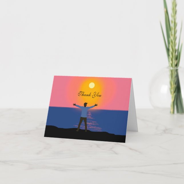 Hej Sol Magic Sunset Beach Scene Tack Kort (Framsida)