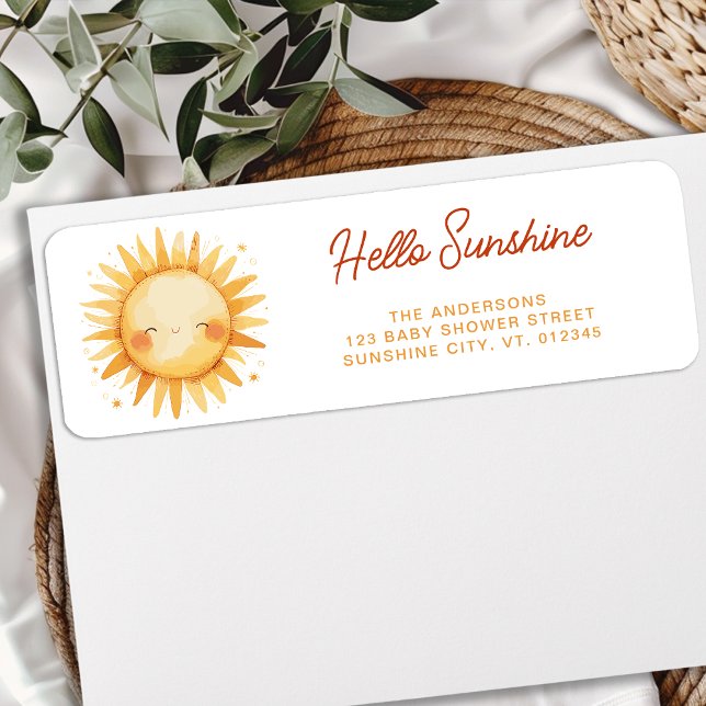 Hej Solsken Boho Baby Shower Returadress Etikett (Skapare uppladdad)