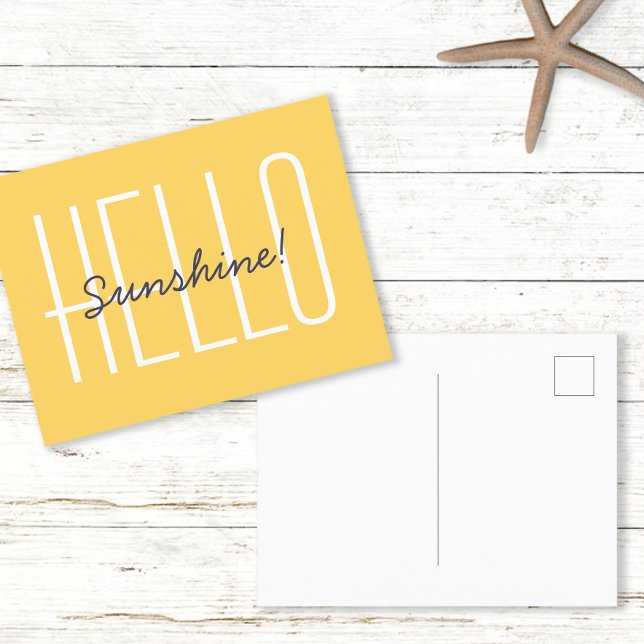 Hej Solsken Gul Citat  Vykort (Hello Sunshine Yellow Typography Quote Postcard)