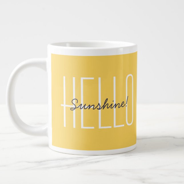 Hej Solsken Gul Modern Typografi Jumbo Mugg (Vänster)