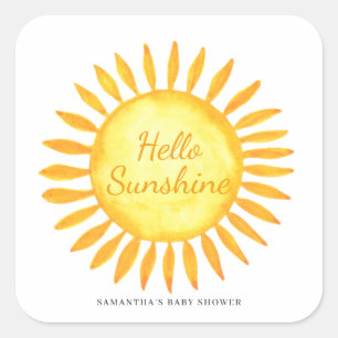 Hej Solsken Könsneutrala Babyshower Fyrkantigt Klistermärke