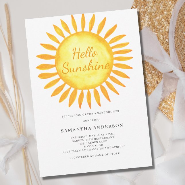 Hej Solsken Könsneutrala Babyshower Inbjudningar (Skapare uppladdad)
