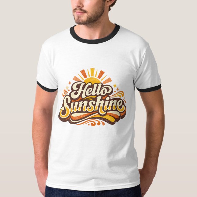 Hej Solsken Retro Sommar Vibes T Shirt (Framsida)