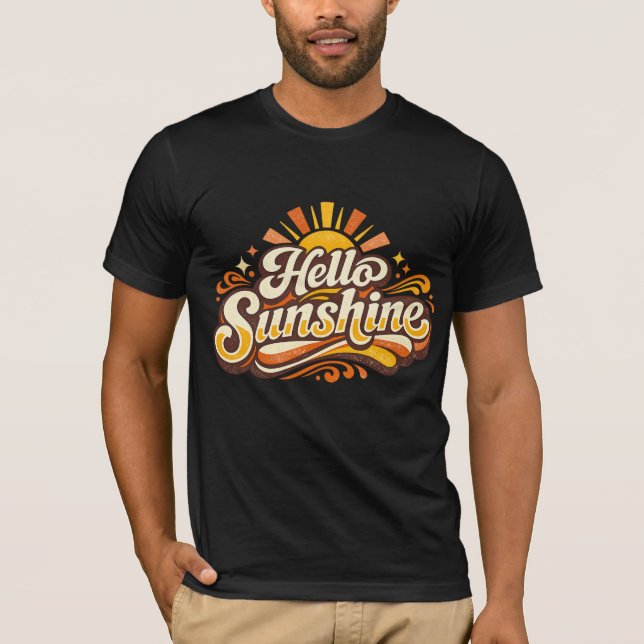 Hej Solsken Retro Sommar Vibes T Shirt (Framsida)