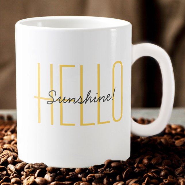 Hej Solsken Söt Modern Citat Trendig Gul Kaffemugg (Hello Sunshine Cute Modern Quote Trendy Yellow Coffee Mug)