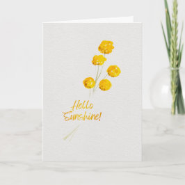 Hej Solskensgul Billy Buttons Akvarell Kort