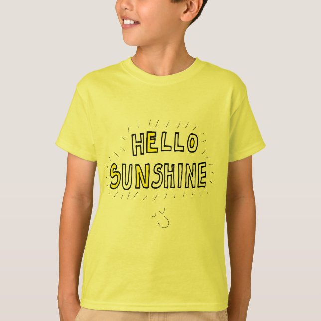 Hej Solskin lycklig gult söt roligt T Shirt (Framsida)