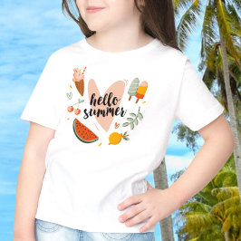 Hej sommar citat Färgglad söt Grafik Barn T Shirt
