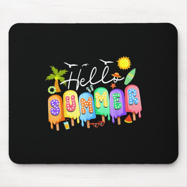 Hej Sommar Cool Färgglad Glass Grafik Sommar Musmatta (Framsidan)
