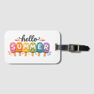 Hej sommar falskt garn design bagagebricka